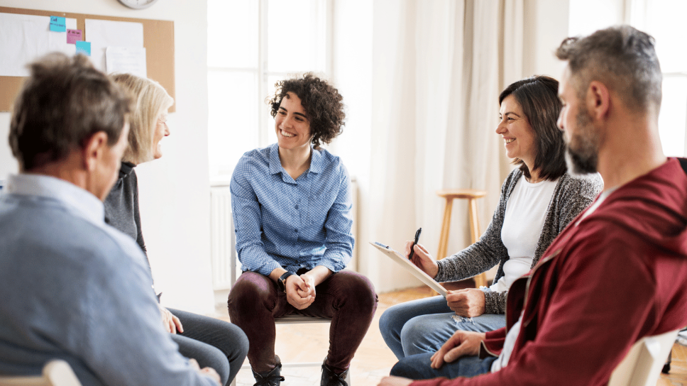 Group of people in a group therapy session