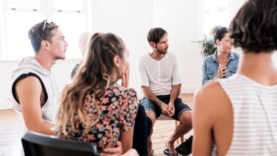 Group of people in an intensive outpatient program therapy session